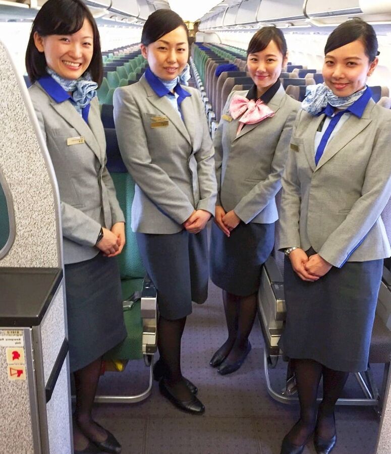 White Girl Flight Attendants in Pantyhose