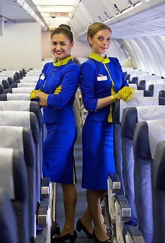 White Girl Flight Attendants in Pantyhose