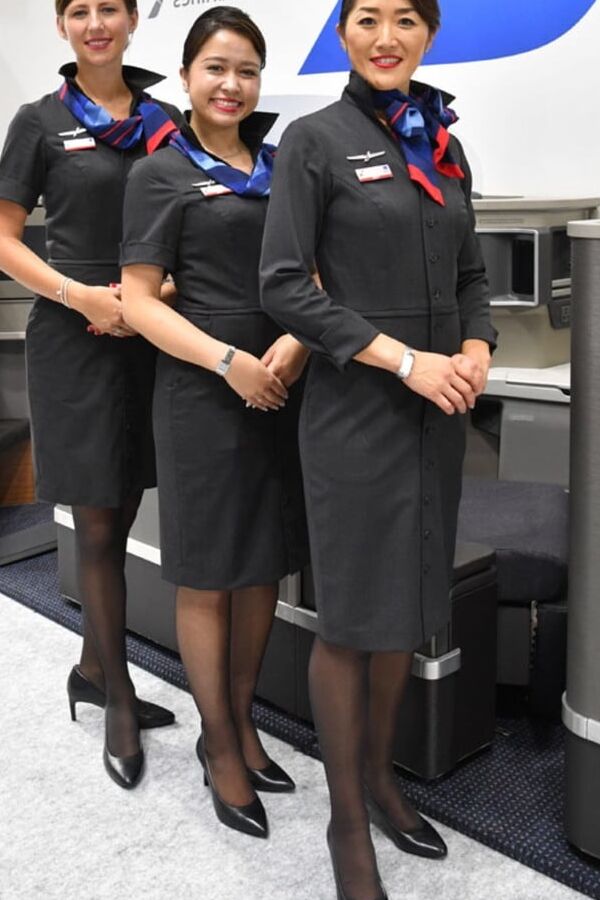 White Girl Flight Attendants in Pantyhose