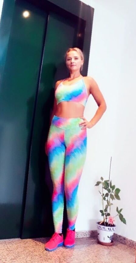 Ely in tight leggings