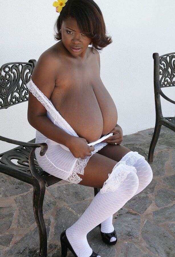 Huge Boobs Miosotis in white lingerie