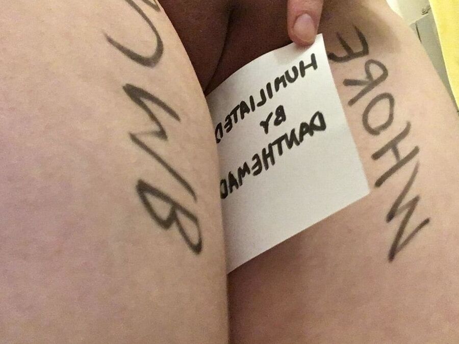 Slave with floppyy udders humiliates herself