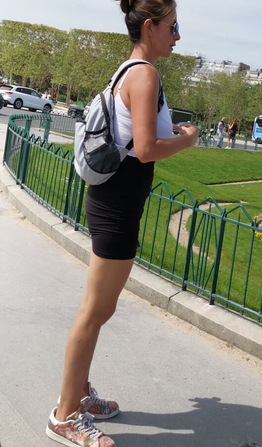 cute girl in miniskirt, big boobs