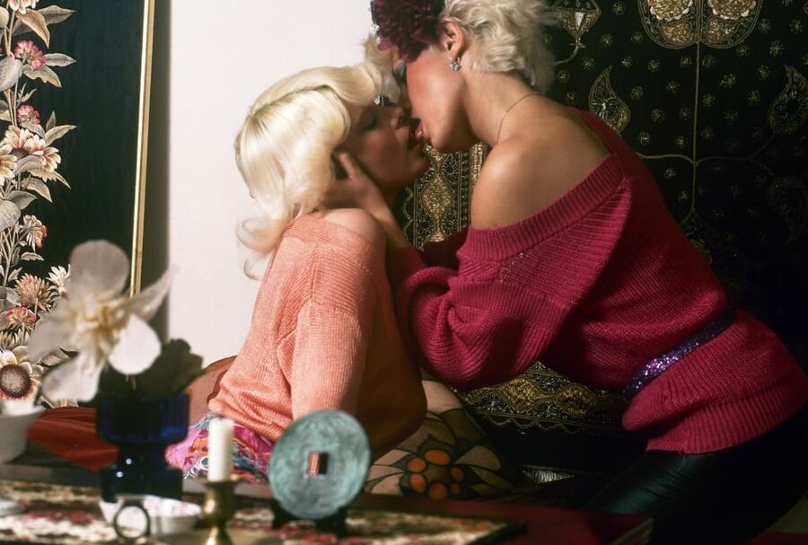 Hot women kiss each other