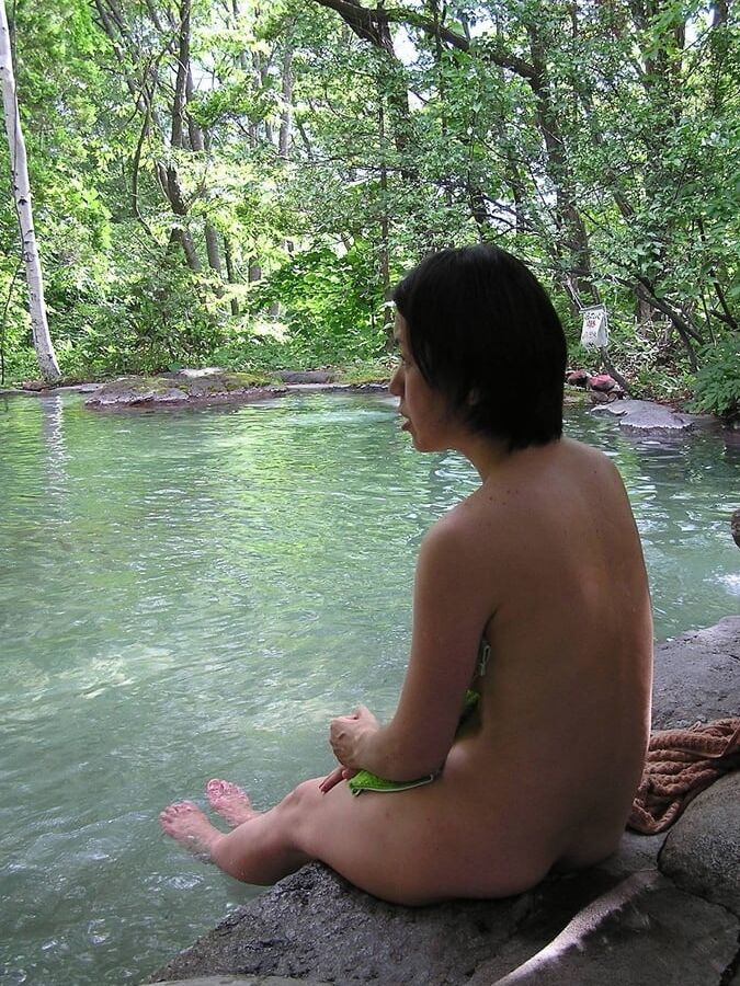 Japanese wife Shizuko outdoor bathing