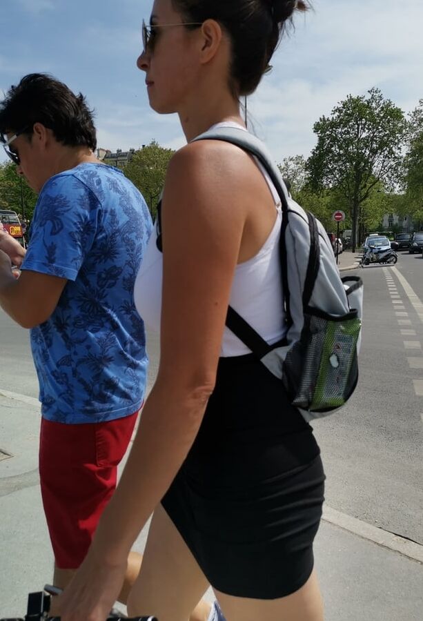 cute girl in miniskirt, big boobs