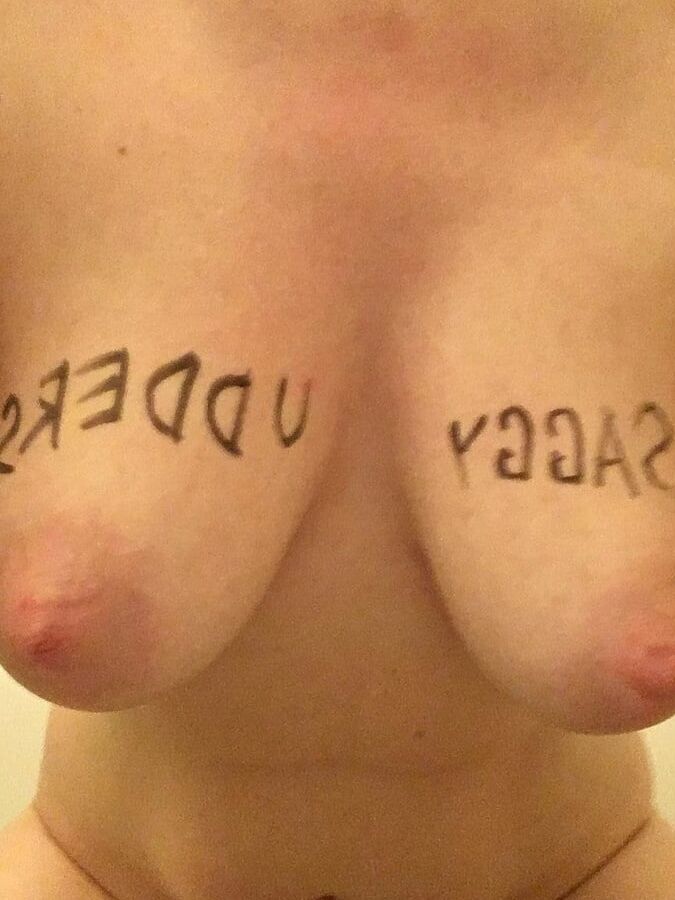 Slave with floppyy udders humiliates herself