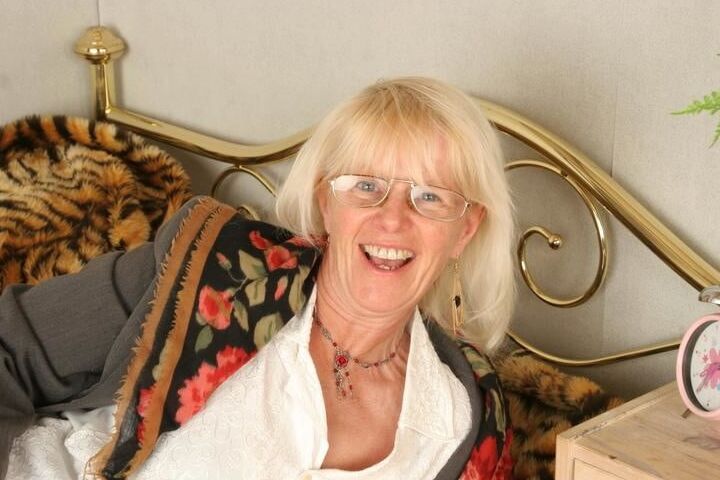 Blonde granny strips