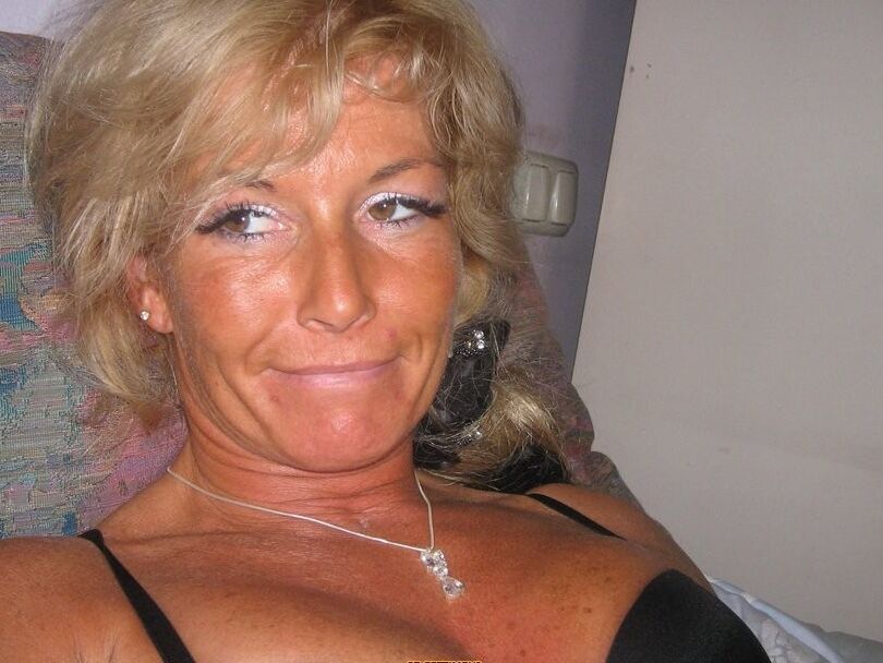 Mature blond in red