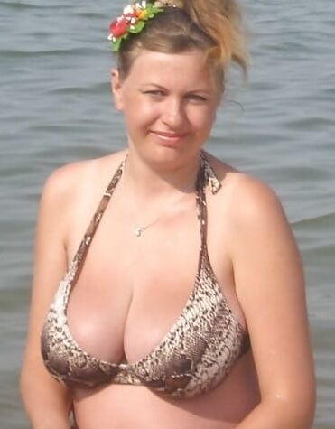 Big tits on the beach