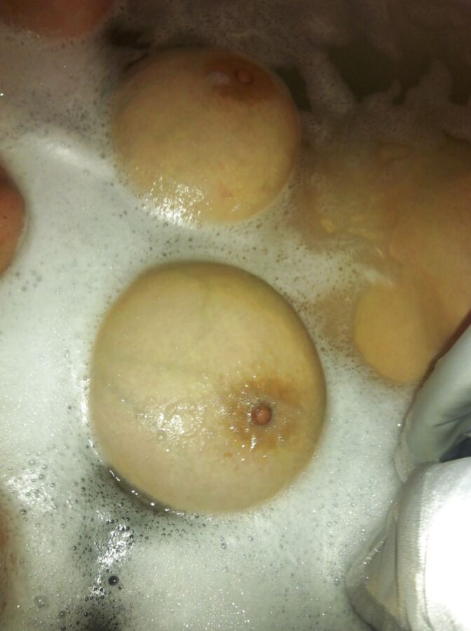 wife having shower and pressing her big shagging boobs