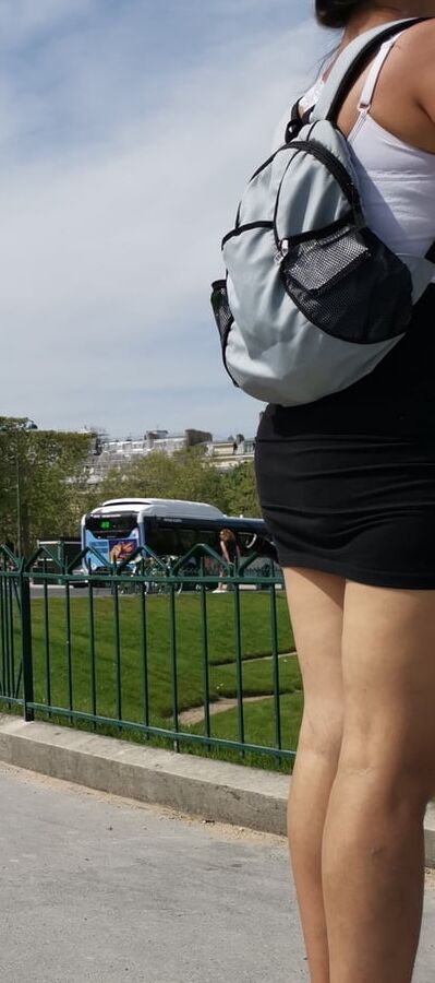 cute girl in miniskirt, big boobs
