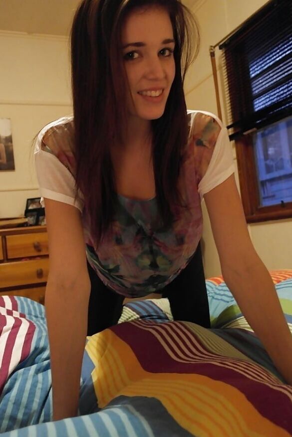 Amateur brunette with nice tits