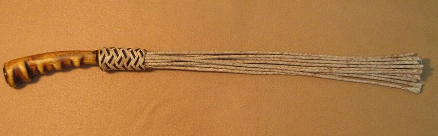 Evenki Cat. -tail leather braided flogger.