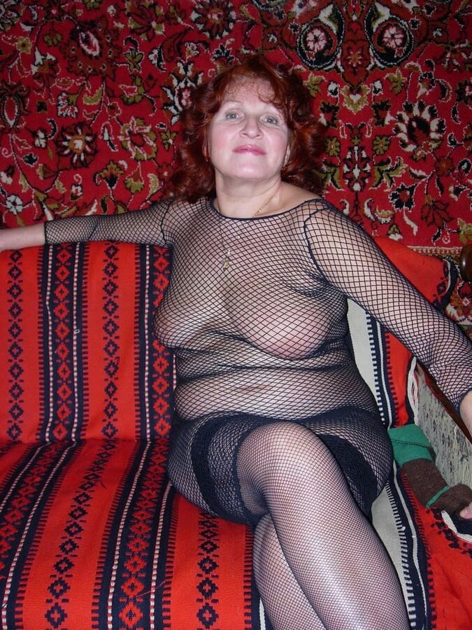 In a mesh dress