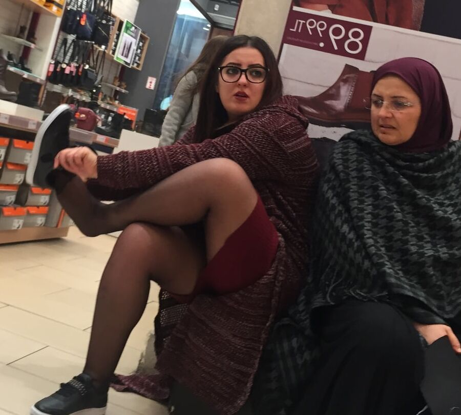 Pantyhosed Shopping - Chubby Bitch in Black Pantyhose
