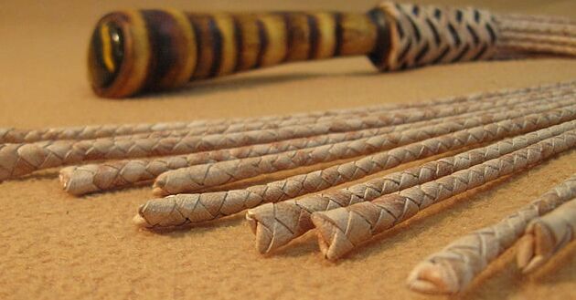 Evenki Cat. -tail leather braided flogger.