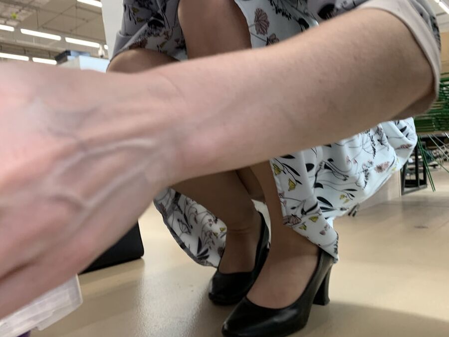 Sexy lady upskirt pantyhose