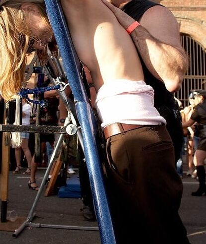 Girl getting a back flogging at Folsom Fair