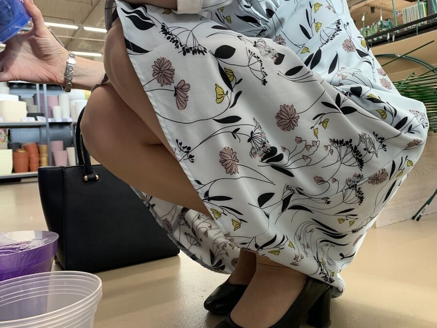 Sexy lady upskirt pantyhose