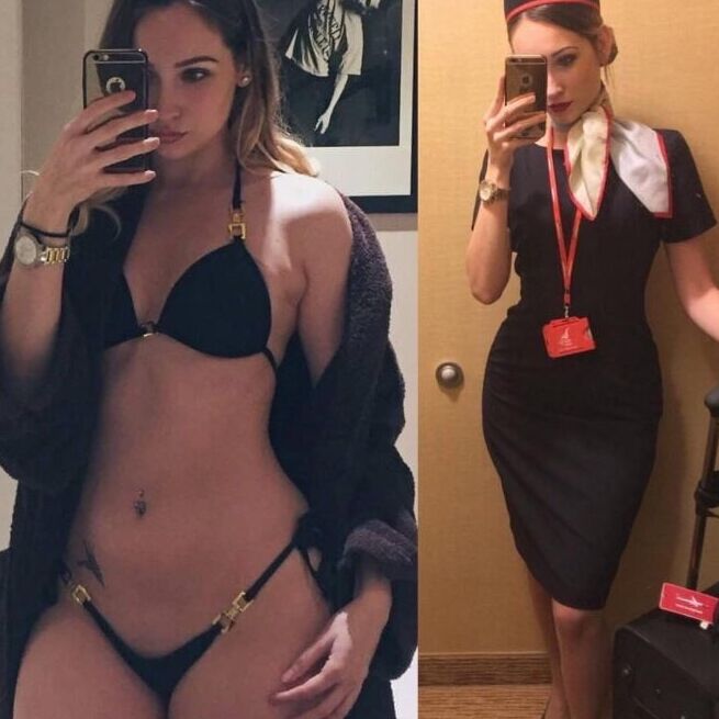 dressed undressed stewardesses