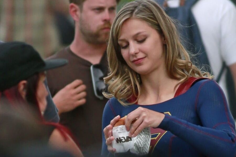Melissa Benoist with food