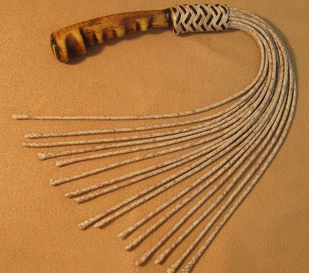 Evenki Cat. -tail leather braided flogger.