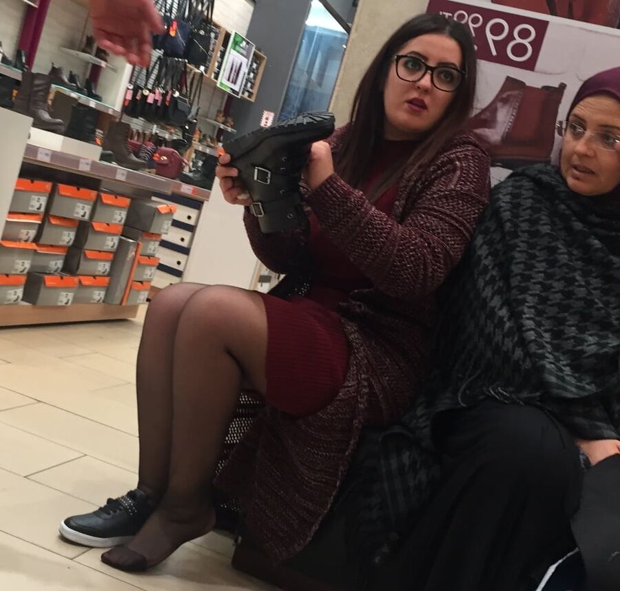 Pantyhosed Shopping - Chubby Bitch in Black Pantyhose