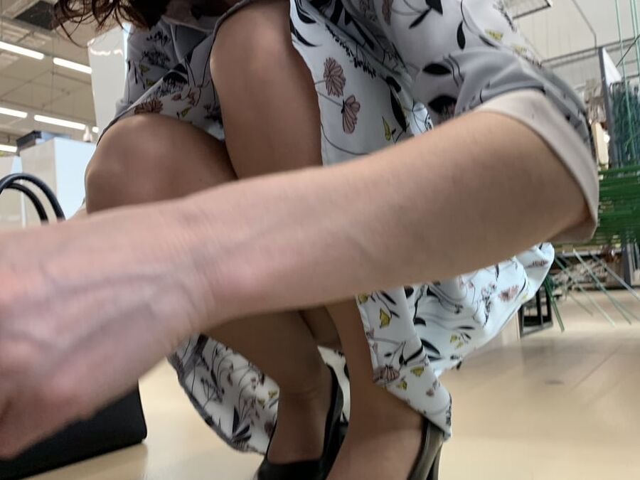 Sexy lady upskirt pantyhose
