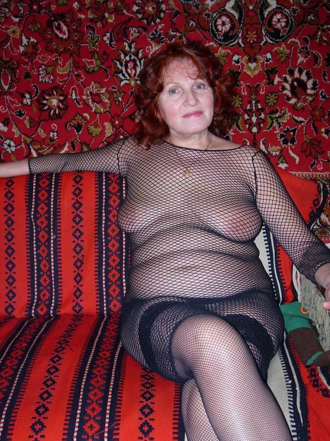In a mesh dress