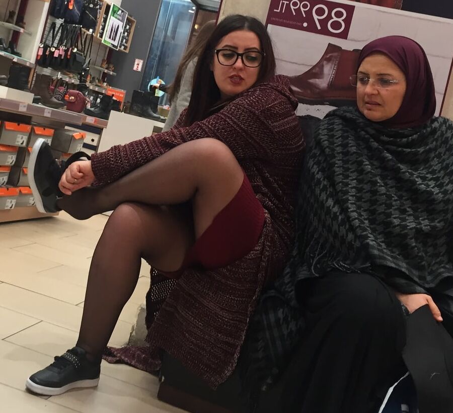 Pantyhosed Shopping - Chubby Bitch in Black Pantyhose