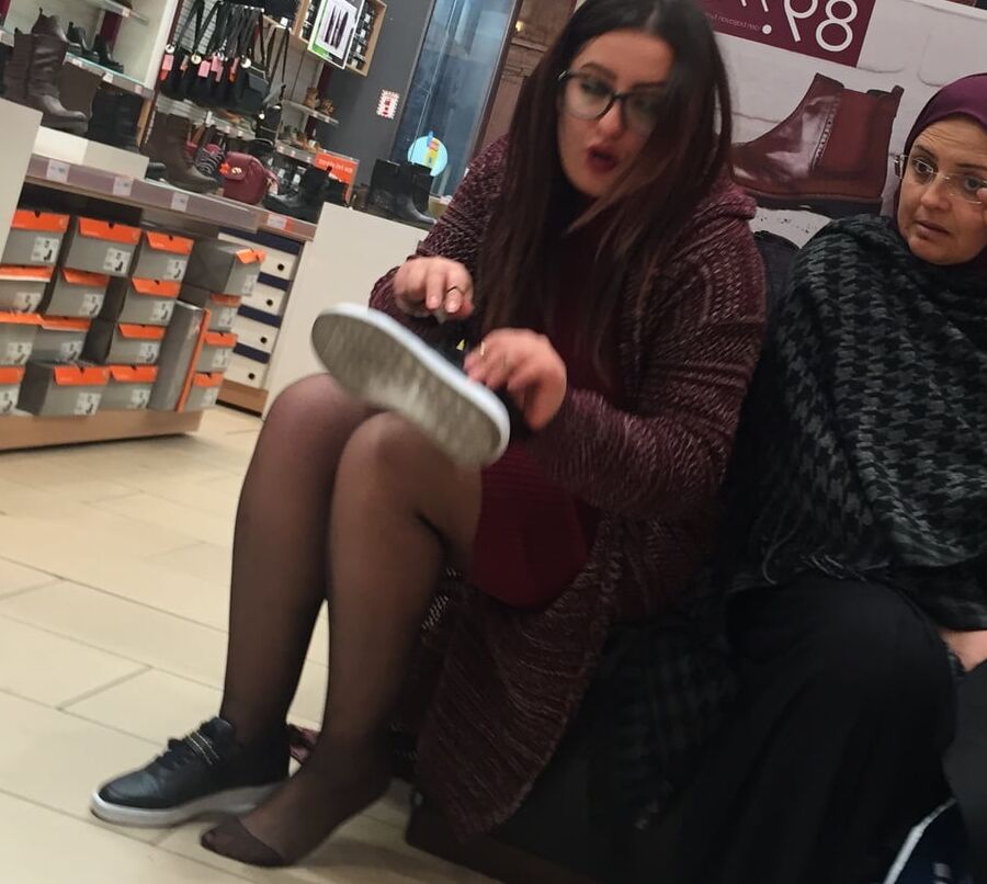 Pantyhosed Shopping - Chubby Bitch in Black Pantyhose