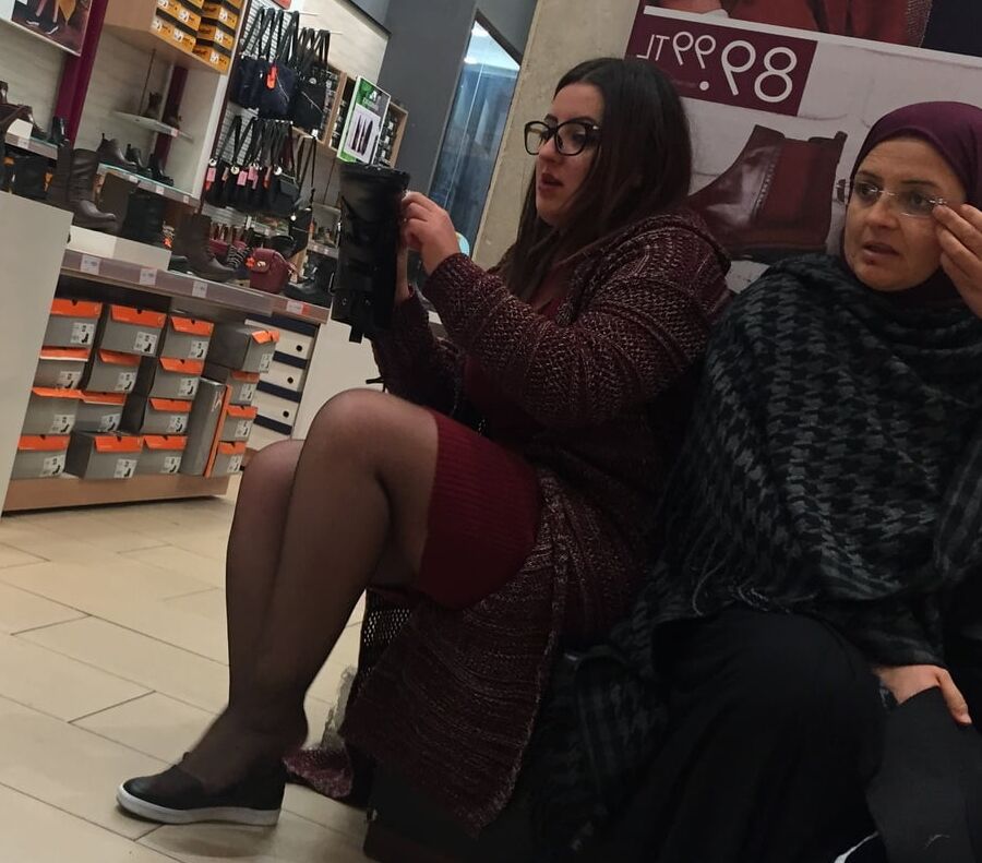 Pantyhosed Shopping - Chubby Bitch in Black Pantyhose