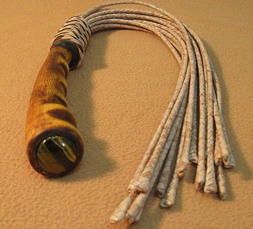 Evenki Cat. -tail leather braided flogger.