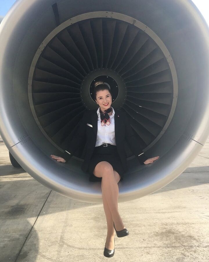Sexy Stewardess in Heels and stockings