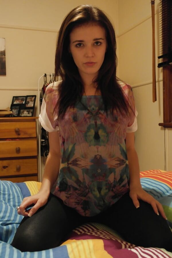 Amateur brunette with nice tits