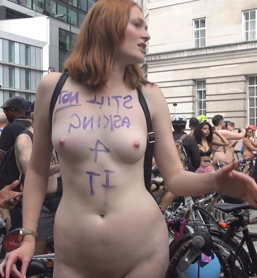 Not Asking For It Redhead London world naked bike ride