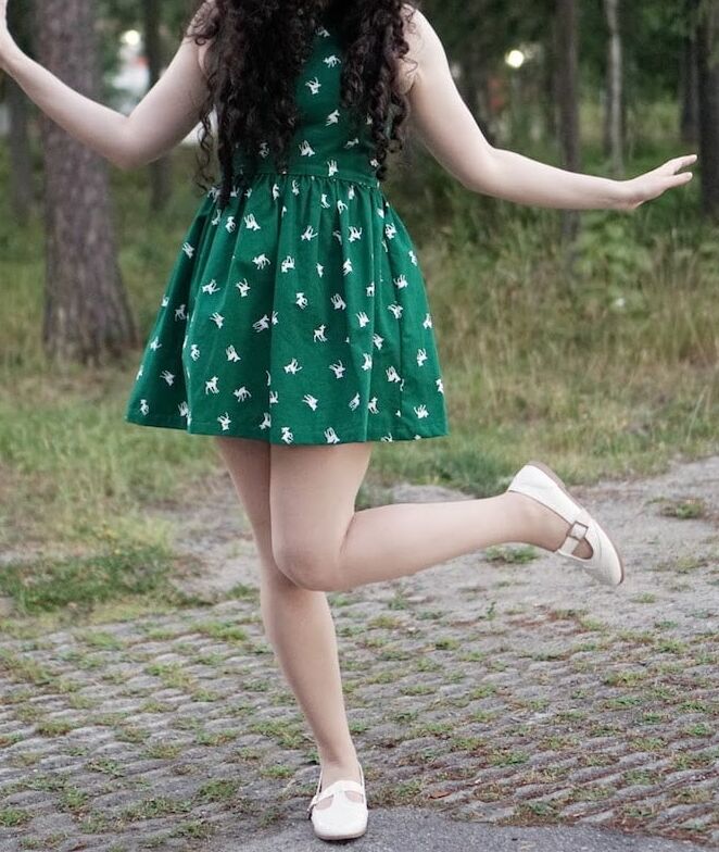 Skinny pretty girls in ballet flat shoes