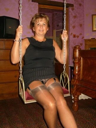 Amateur mature stocking legs.