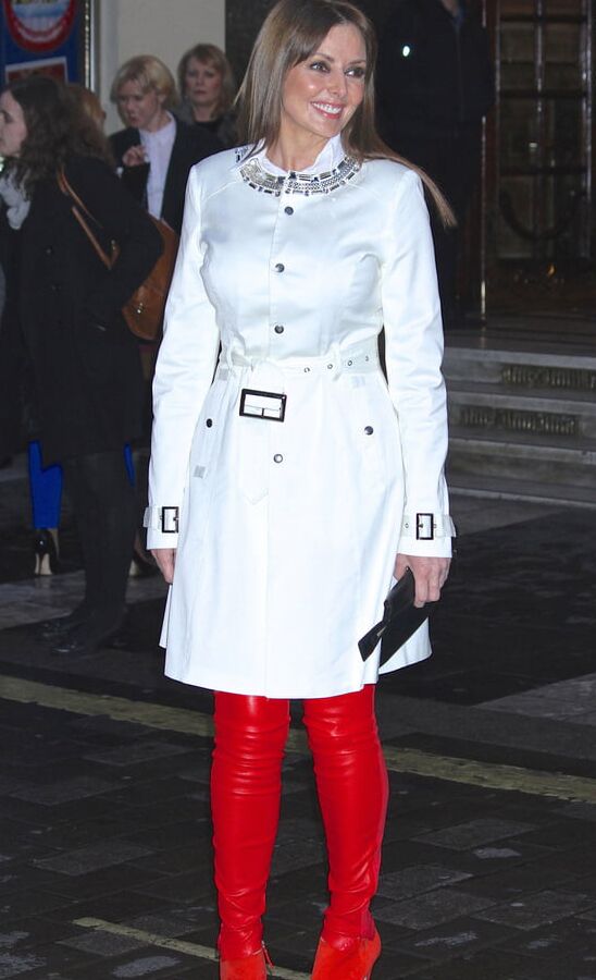 Carol Vorderman Red Leather Leggings