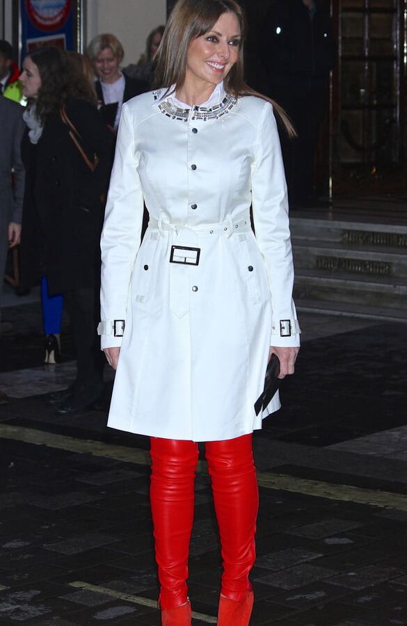 Carol Vorderman Red Leather Leggings