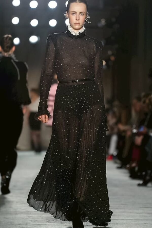 Edie Campbell seethrough at fashion week feb