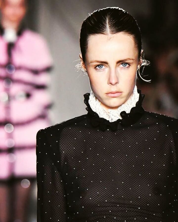 Edie Campbell seethrough at fashion week feb