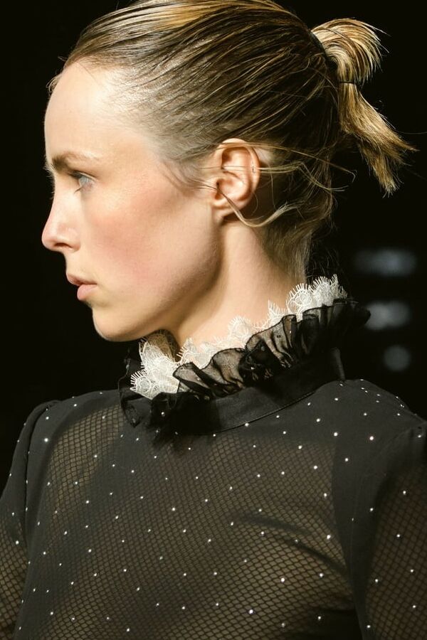 Edie Campbell seethrough at fashion week feb