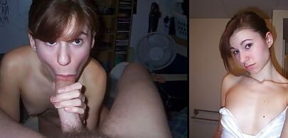 before and during blowjob