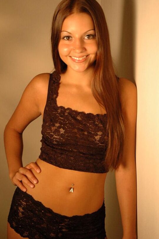 Amateur brunette teasing with her blazing figure