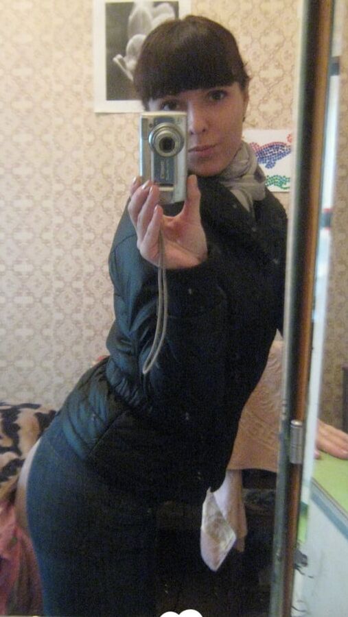 Innocent brunette teasing in her own bathroom