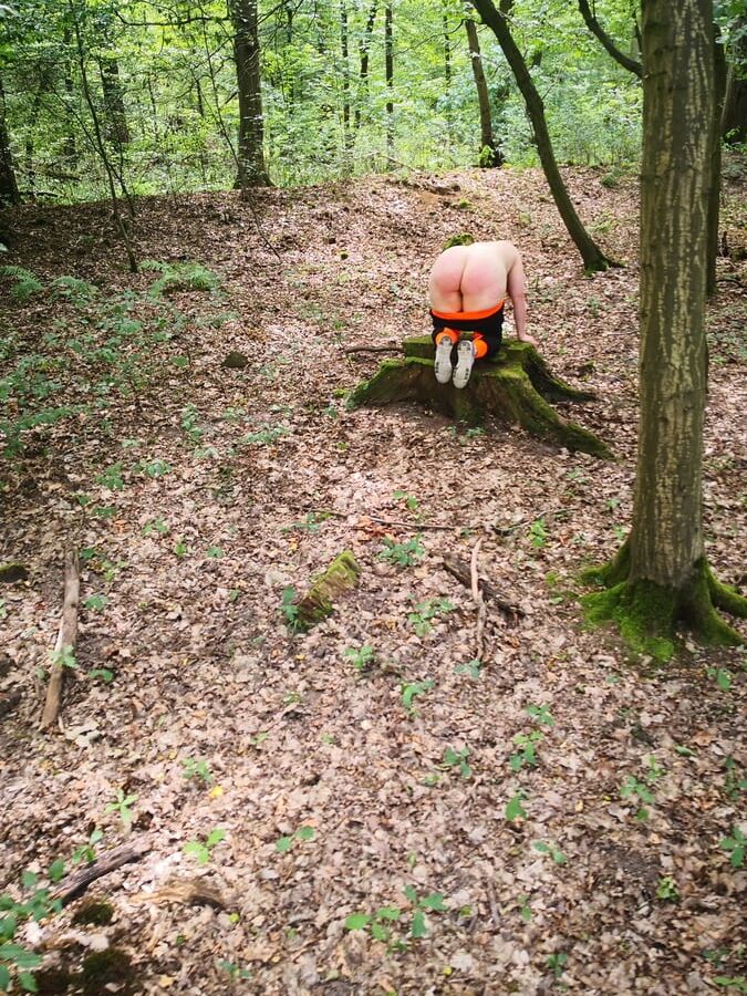 Bare naked tits and ass in the woods