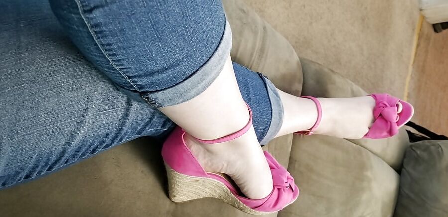 Getting ready for girls day... gotta look cute pink heels
