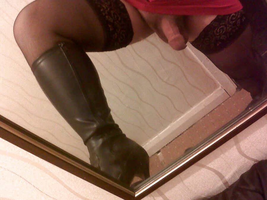 Black Knee High Patent High Heel Boots